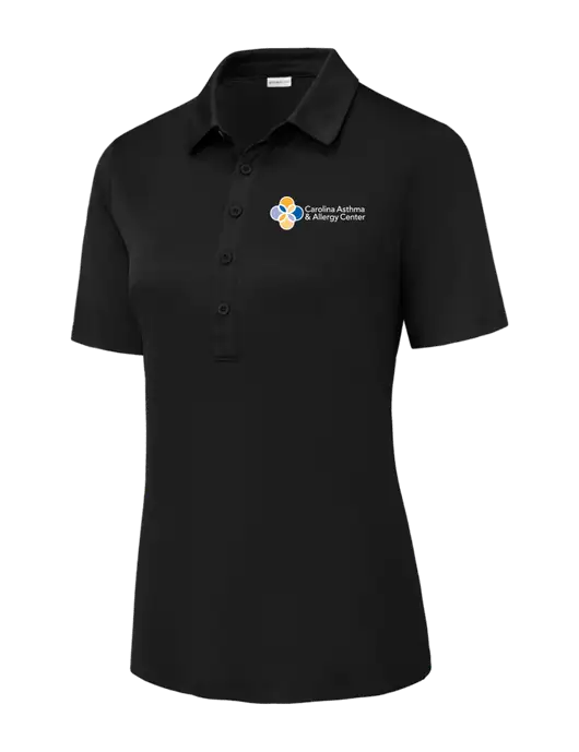 Black Womens Posi-UV Pro Polo w/Carolina Asthma Logo