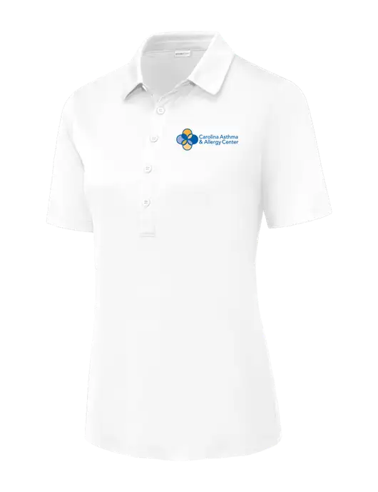 White Womens Posi-UV Pro Polo w/Carolina Asthma Logo