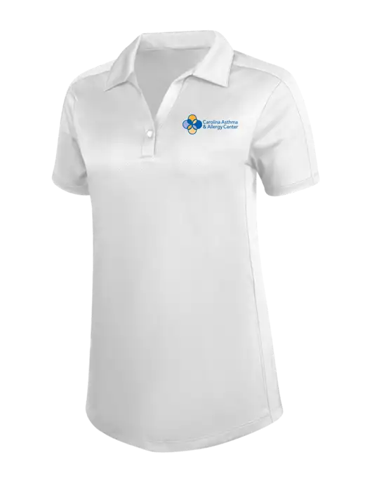 Womens White Diamond Jacquard Polo w/Carolina Asthma Logo