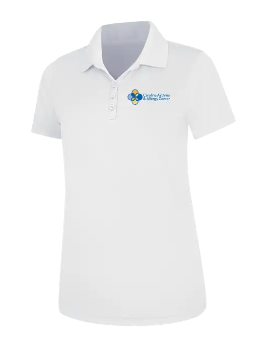 White Womens Dry Zone UV Mesh Polo w/Carolina Asthma Logo