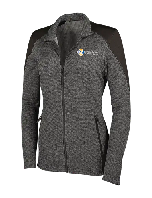 Medium Grey Heather Womens Grid Fleece Jacket w/Carolina Asthma Logo