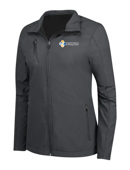 Dark Grey Womens Welded Softshell Jacket w/Carolina Asthma Logo