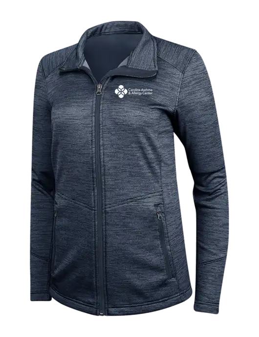 Navy Womens Digi Stripe Fleece Jacket w/Carolina Asthma Logo