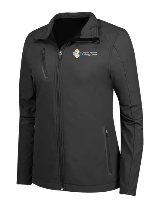 Black Womens Welded Softshell Jacket w/Carolina Asthma Logo