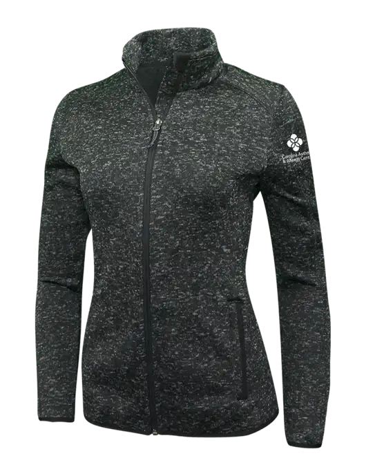 Black Heather Womens Sweater Fleece Jacket w/Carolina Asthma Logo