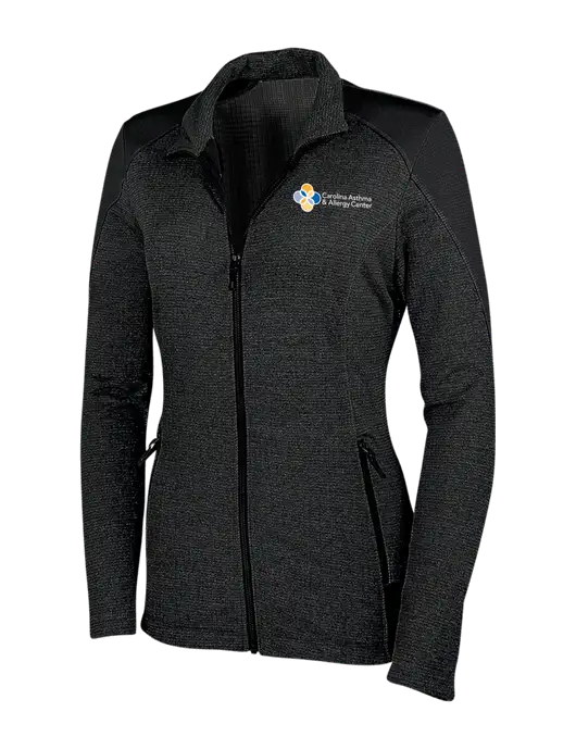 Womens Black Grid Fleece Jacket w/Carolina Asthma Logo