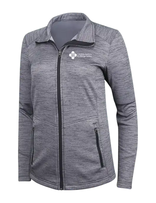 Medium Grey Womens Digi Stripe Fleece Jacket w/Carolina Asthma Logo
