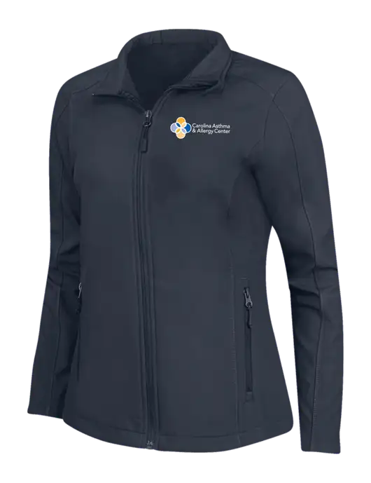 Navy Womens Core Soft Shell Jacket w/Carolina Asthma Logo