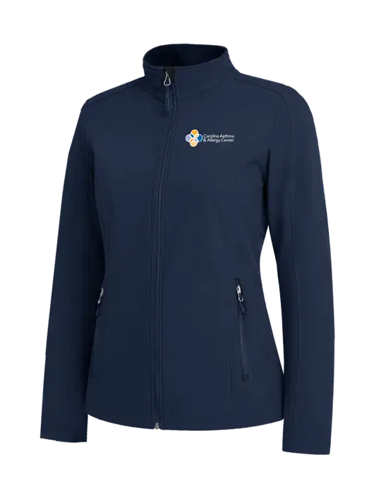 Navy Womens Core Soft Shell Jacket w/Carolina Asthma Logo
