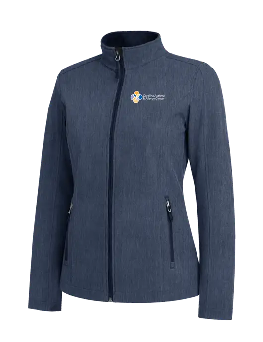 Navy Heather Womens Core Soft Shell Jacket w/Carolina Asthma Logo