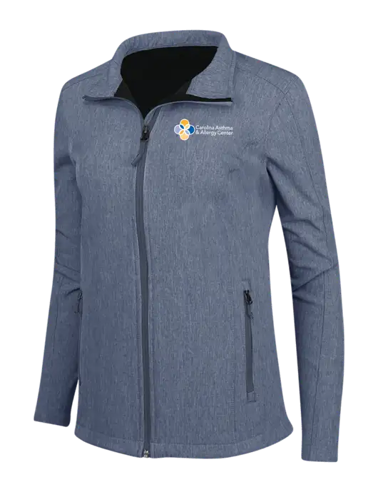 Navy Heather Womens Core Soft Shell Jacket w/Carolina Asthma Logo