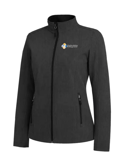 Black Charcoal Heather Womens Core Soft Shell Jacket w/Carolina Asthma Logo