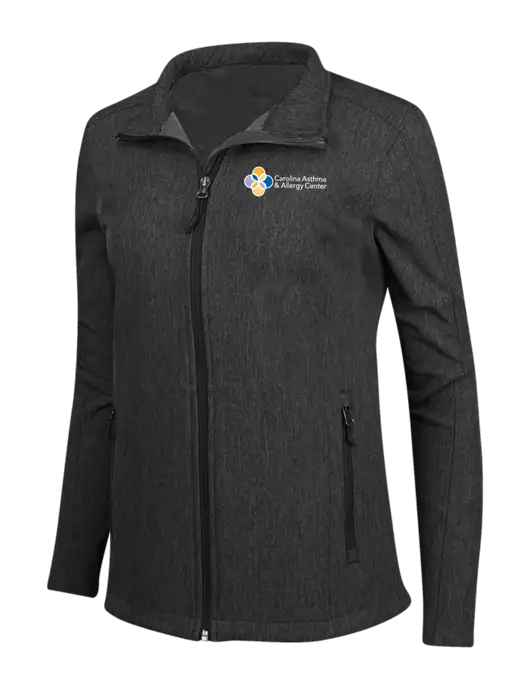 Black Charcoal Heather Womens Core Soft Shell Jacket w/Carolina Asthma Logo
