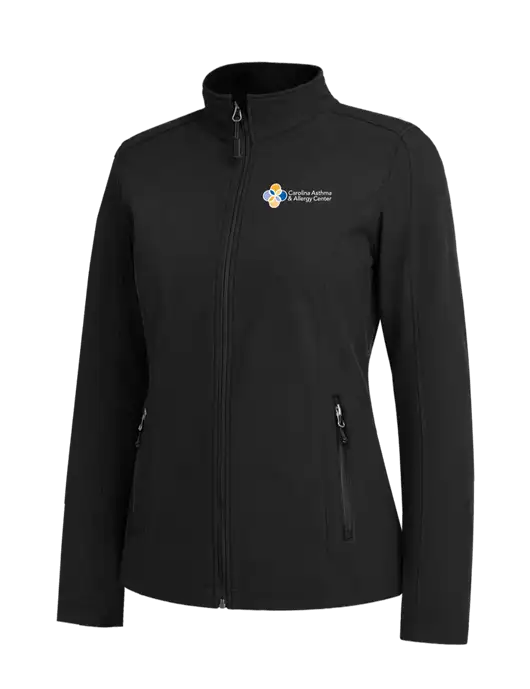 Black Womens Core Soft Shell Jacket w/Carolina Asthma Logo