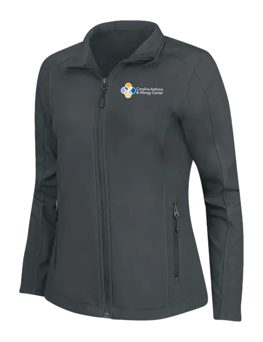 Charcoal Grey Womens Core Soft Shell Jacket w/Carolina Asthma Logo