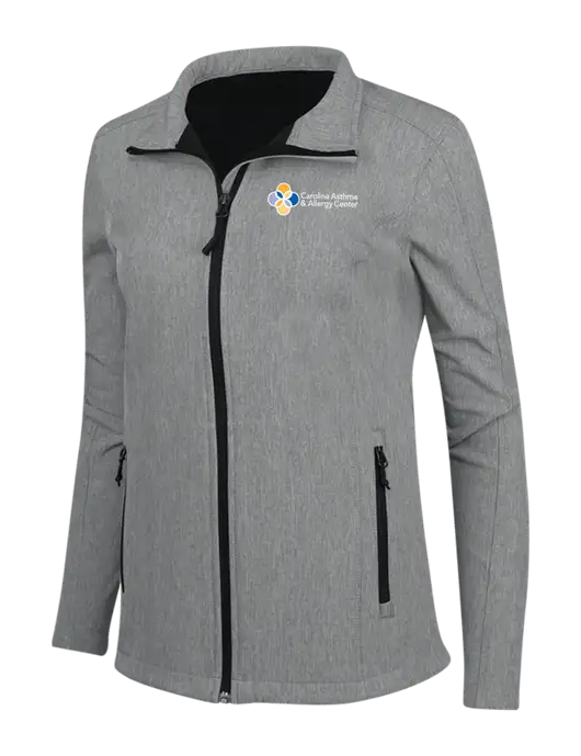 Medium Grey Heather Womens Core Soft Shell Jacket w/Carolina Asthma Logo