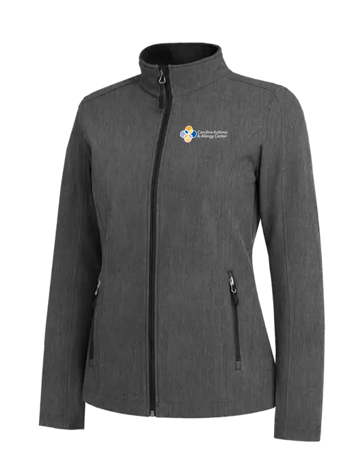 Medium Grey Heather Womens Core Soft Shell Jacket w/Carolina Asthma Logo