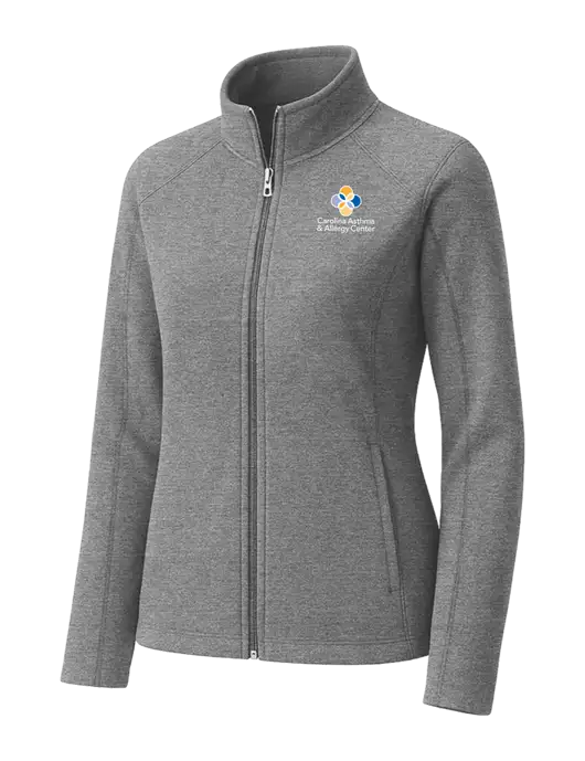 Medium Grey Womens Heather Microfleece Full-Zip Jacket w/Carolina Asthma Logo