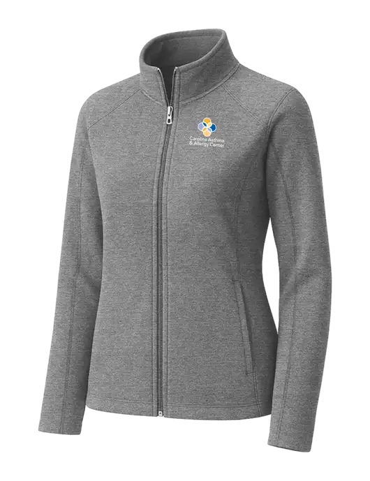 Medium Grey Womens Heather Microfleece Full-Zip Jacket w/Carolina Asthma Logo