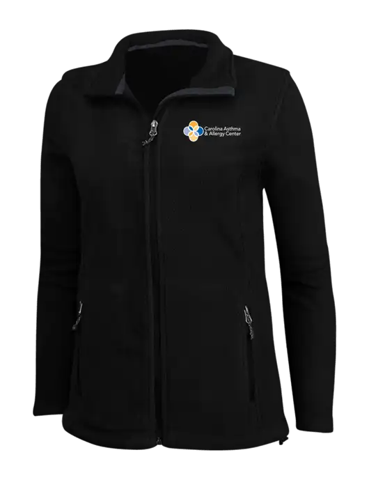 Womens Black Fleece Jacket w/Carolina Asthma Logo