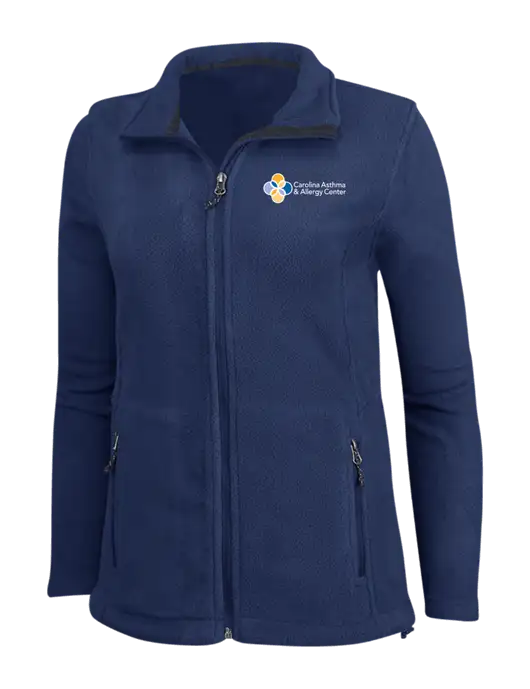 Womens Navy Fleece Jacket w/Carolina Asthma Logo