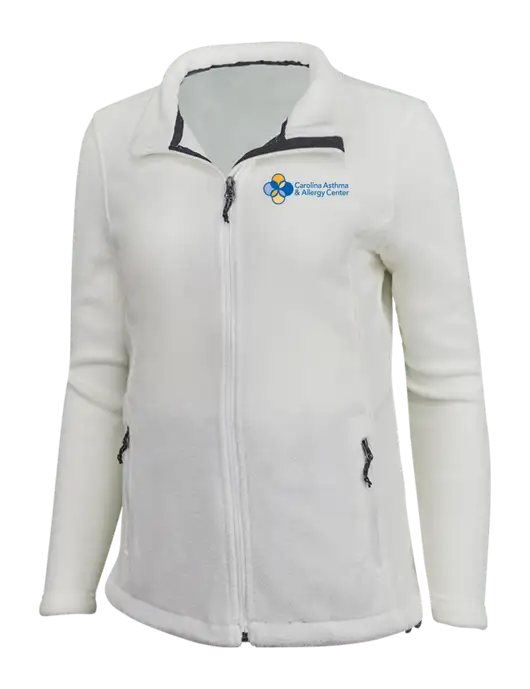 Womens White Fleece Jacket w/Carolina Asthma Logo