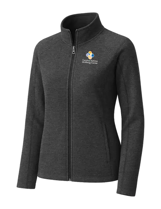 Charcoal Womens Heather Microfleece Full-Zip Jacket w/Carolina Asthma Logo