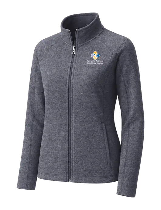Light Navy Heather Womens Microfleece Full-Zip Jacket w/Carolina Asthma Logo