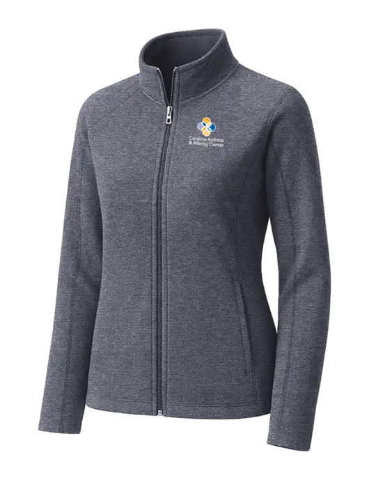 Light Navy Heather Womens Microfleece Full-Zip Jacket w/Carolina Asthma Logo