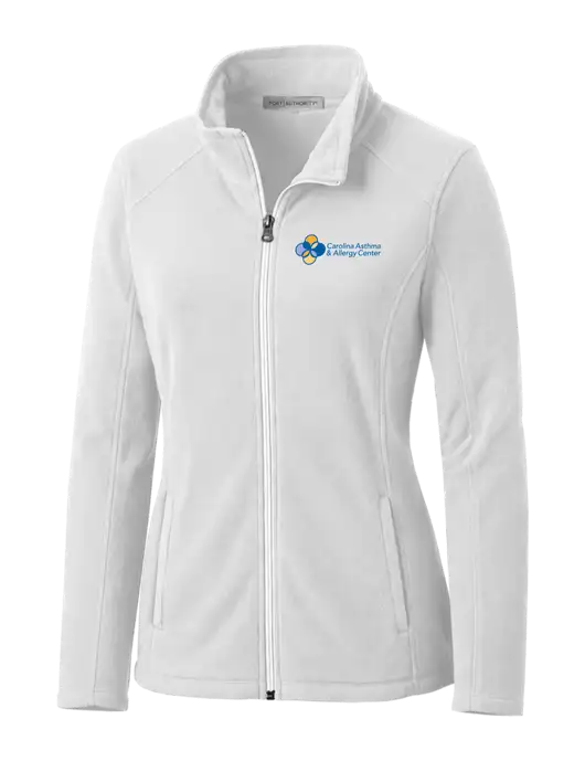 White Womens Microfleece Jacket w/Carolina Asthma Logo
