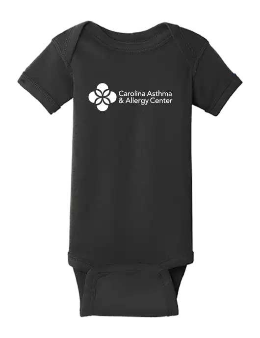 Rabbit Skins Black Infant Short Sleeve Baby Rib Bodysuit w/Carolina Asthma Logo