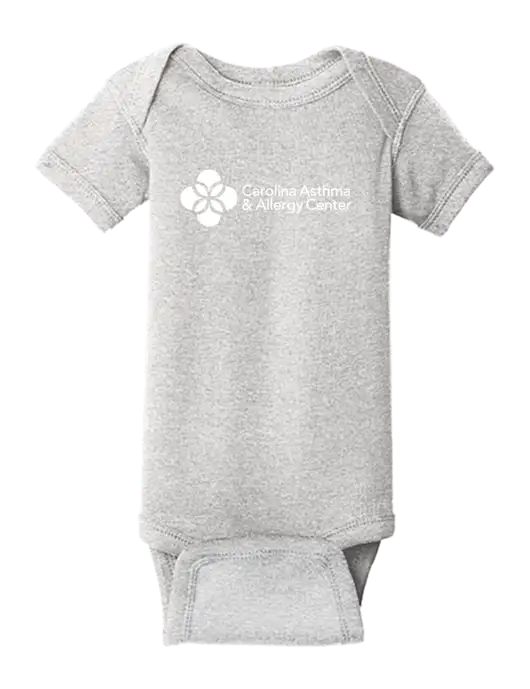 Rabbit Skins Light Grey Heather Infant Short Sleeve Baby Rib Bodysuit w/Carolina Asthma Logo