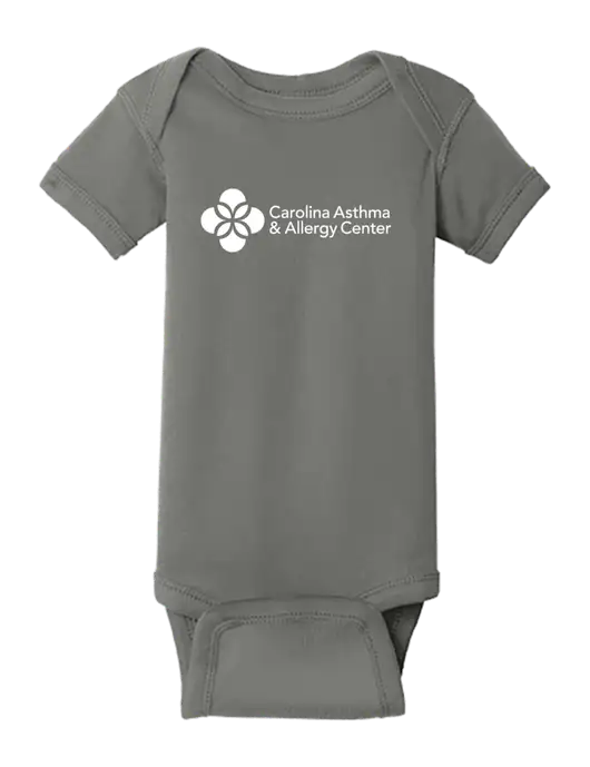Rabbit Skins Charcoal Infant Short Sleeve Baby Rib Bodysuit w/Carolina Asthma Logo