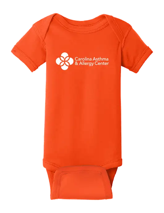 Rabbit Skins Orange Infant Short Sleeve Baby Rib Bodysuit w/Carolina Asthma Logo