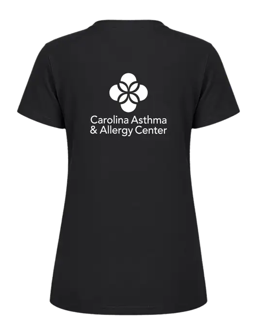 Womens Ring Spun Jet Black 4.5 oz T-Shirt w/Carolina Asthma Logo