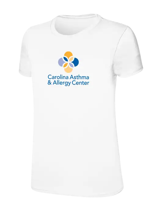 Womens Ring Spun White 4.5 oz T-Shirt w/Carolina Asthma Logo