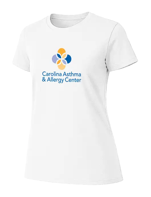 Womens Ring Spun White 4.5 oz T-Shirt w/Carolina Asthma Logo