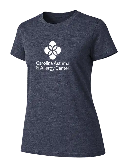 Womens Ring Spun Heather Navy 4.5 oz T-Shirt w/Carolina Asthma Logo