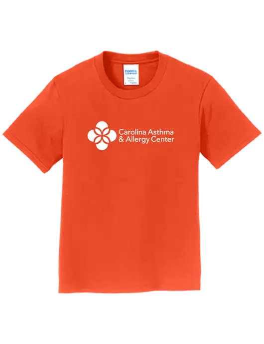 Youth Ring Spun Orange 4.5 oz T-Shirt w/Carolina Asthma Logo