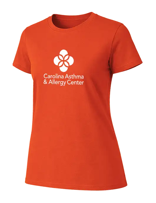 Womens Ring Spun Orange 4.5 oz T-Shirt w/Carolina Asthma Logo