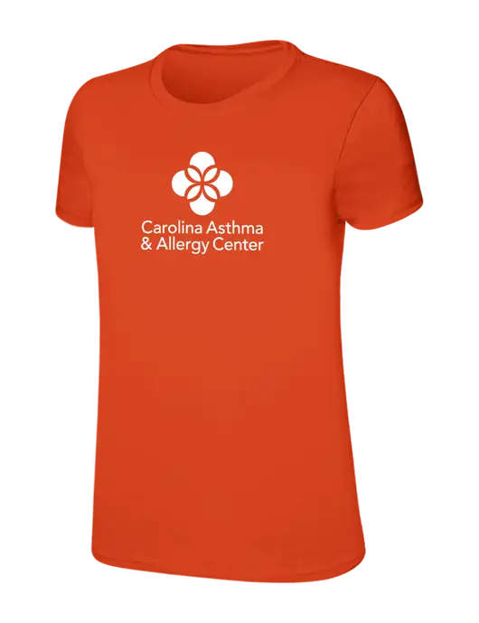 Womens Ring Spun Orange 4.5 oz T-Shirt w/Carolina Asthma Logo