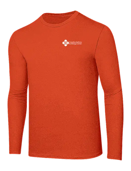 Ring Spun Orange 4.5 oz Long Sleeve T-Shirt w/Carolina Asthma Logo