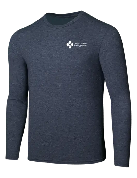Seriously Soft Heathered Navy Long Sleeve T-Shirt w/Carolina Asthma Logo