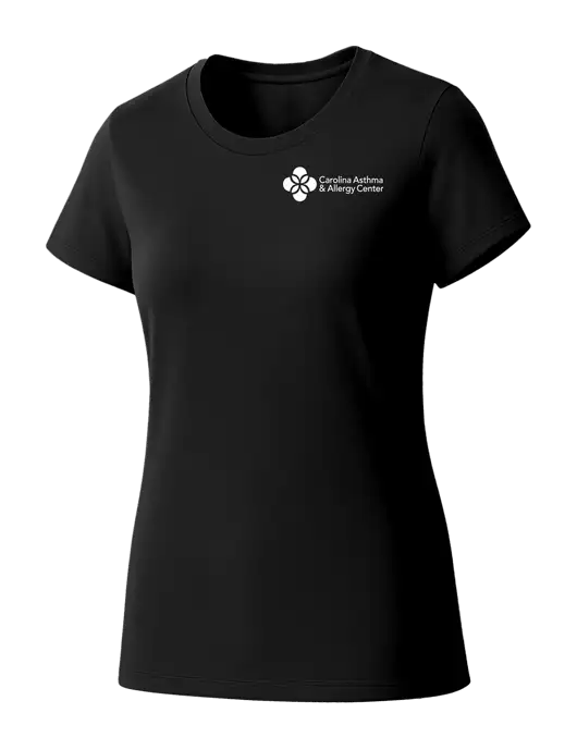 Womens Seriously Soft Black T-Shirt w/Carolina Asthma Logo