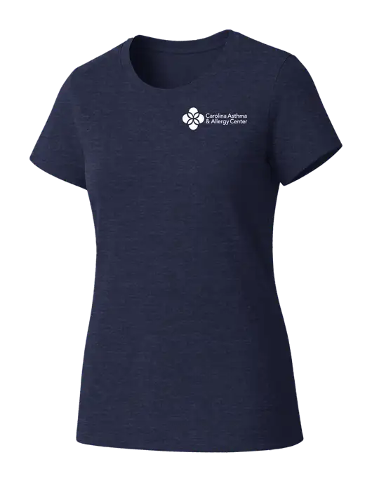Womens Seriously Soft Heathered Navy T-Shirt w/Carolina Asthma Logo