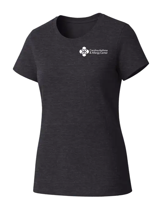 Womens Seriously Soft Heathered Charcoal T-Shirt w/Carolina Asthma Logo