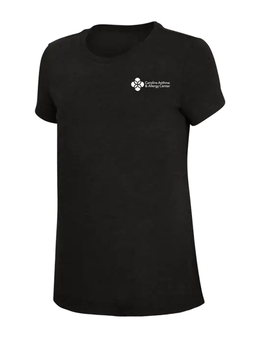Womens Simply Soft Black 4.5oz Poly/Combed Ring Spun Cotton T-Shirt w/Carolina Asthma Logo