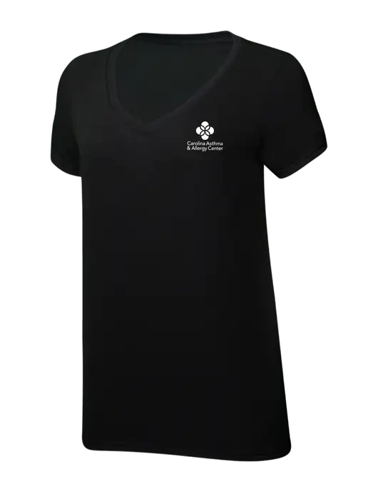 Womens Simply Soft V-Neck Black 4.5oz  Poly/Combed Ring Spun Cotton T-Shirt w/Carolina Asthma Logo