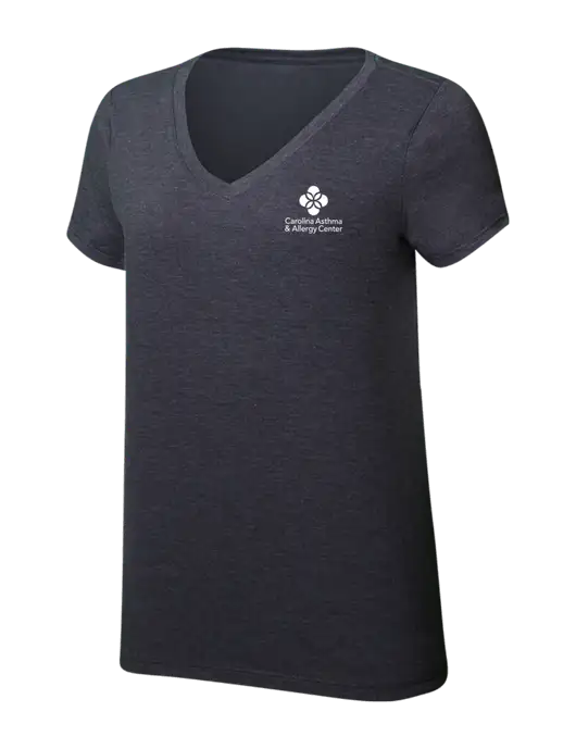 Womens Simply Soft V-Neck Heather Charcoal 4.5oz  Poly/Combed Ring Spun Cotton T-Shirt w/Carolina Asthma Logo