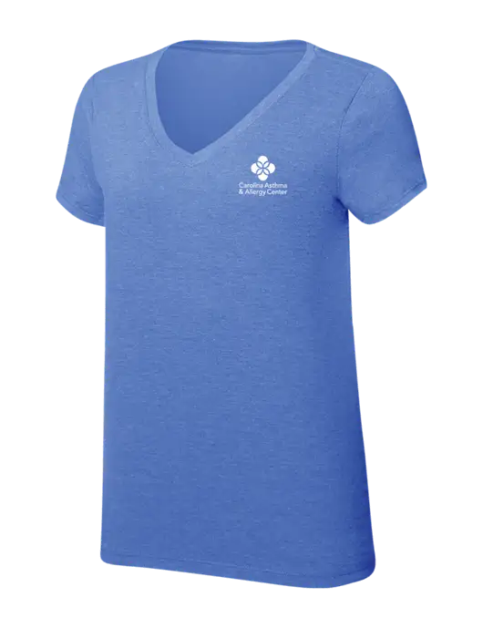 Womens Simply Soft V-Neck Royal Frost 4.5oz  Poly/Combed Ring Spun Cotton T-Shirt w/Carolina Asthma Logo
